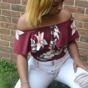 Body suit with buttons worn once